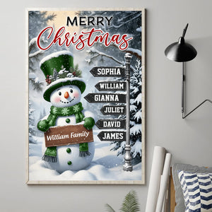 Personalized Snowman Family Christmas Poster