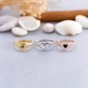 Heart-shaped Personalized Initial Ring