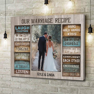 For Our Forever Love - Marriage Recipe Custom Couple Photo and Name Personalized Canvas Prints Valentine's Gift for Him, Her
