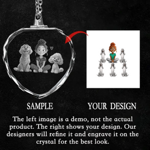 Personalized Cartoon Dog Mom as A Custom Engraved Crystal Car Ornament