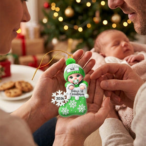 Baby In Christmas Stocking β Baby's 1st Christmas Personalized Ornament