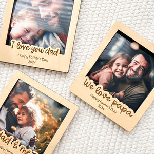 Best Dad Ever - Custom Text Wooden Photo Frame Fridge Magnet, Photo keepsake Fathers Day gift