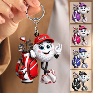 OK Gesture Male & Female Golf Ball Keychain - Personalized Cute Golf Mascot Keychain