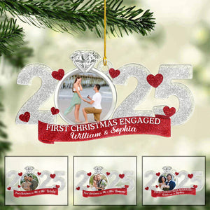 Custom Photo First Christmas As Mr. & Mrs. - Personalized Acrylic Ornament Married, Engaged Gift