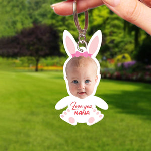Custom Photo Little Bunny Kid Personalized Gifts For Grandma Keychain Easter Gifts