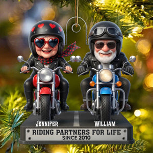 Riding Partners for Life - Personalized Cute Motorcycle Couple Ornament, Unique Gift