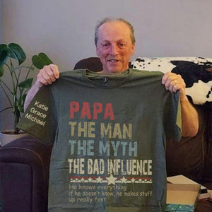 Personalized Dad Papa Grandpa Shirt, Custom Papa Legend Influence T-Shirt, Custom Birthday Fathers Day Gift