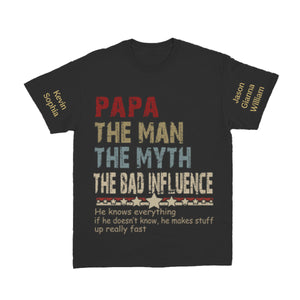 Personalized Dad Papa Grandpa Shirt, Custom Papa Legend Influence T-Shirt, Custom Birthday Fathers Day Gift