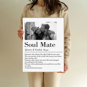 Soul Mate - Personalized Custom Couple Photo and Name Canvas Poster Valentine's Gift for Him, Her