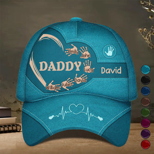 Grandpa Dad Kids Handprints - Personalized Classic Cap