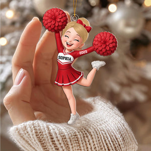 Personalized Cheerleader Girl Acrylic Ornament, Christmas Gift for Daughter, for Granddaughter