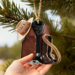 Cowboy Boots and Hat - Personalized Custom Name Ornament, Christmas Gift For Horse lover