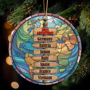 Personalized Travel Adventure Acrylic Ornament, Family Vacation Gift Couple Travel Gift