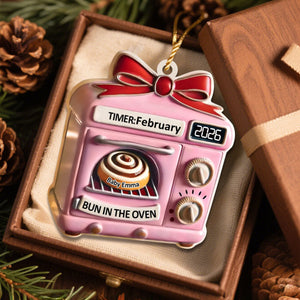 Christmas Expecting Baby Bun In Oven - Personalized Acrylic Ornament, Mom To Be Ornament, New Baby Gift