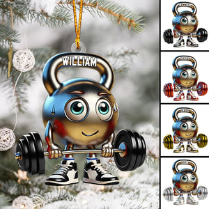 Gym Work Out Christmas Gift - Personalized Name Gym Ornament