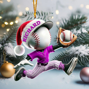 Baseball Catcher Christmas Ornament, Personalized Acrylic Ornament for Baseball Lover