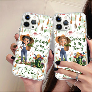 Gardening Is My Therapy - Personalized Clear Phone Case
