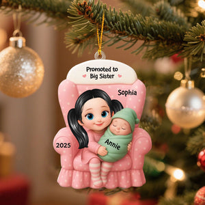 Big Brother, Big Sister And Baby Personalized Christmas Ornament, Baby Announcement Gift