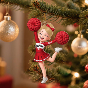 Personalized Cheerleader Girl Acrylic Ornament, Christmas Gift for Daughter, for Granddaughter