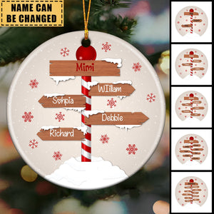Personalized Christmas Family Sign Ceramic Ornament