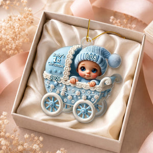 Baby In Carriage β Baby's 1st Christmas Personalized Ornament