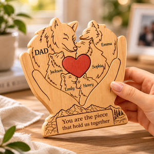 Personalized Wooden Art Puzzle β "Family First, Pack Forever" β Father's Day Gift For Dad & Grandpa