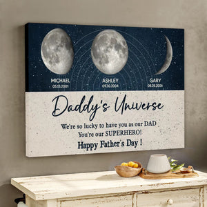Daddy's Universe Moon Phases Father's Day Gift Personalized Poster Unique Father's Day