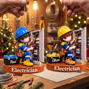 Personalized Electrician Christmas Ornament – Custom Name Acrylic Keepsake | Gift For Electricians & Apprentices