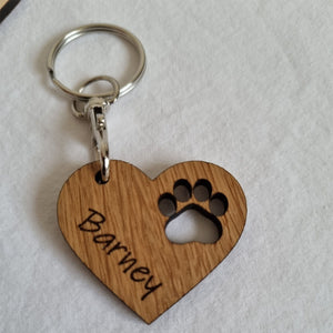 Paw Print Heart Keychain – Personalized Pet Gift For Dog & Animal Lovers