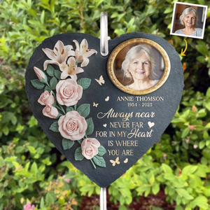 Custom Photo Gone But Not Forgotten - Memorial Personalized Memorial Garden Slate & Hook