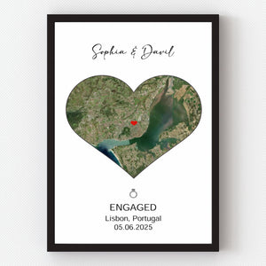 Engagement Gift, Couple Personalized Map Print