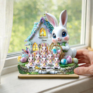 Grandma's Bunnies - Personalized Grandma Custom Shaped Wooden Plaque