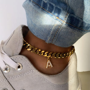 Curb link Initial Anklet