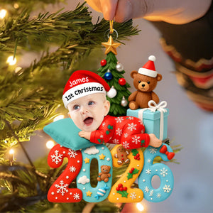 Baby's First Christmas Keepsake – Personalized Acrylic Ornament with Baby Photo For Holiday Tree Decor
