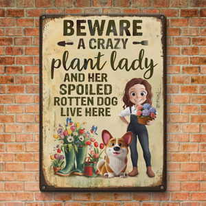 Custom Home Decor Metal Sign - Personalized Garden Gifts For Gardeners, Dog Lovers, Dog Mom - Home Of Plant Lovers
