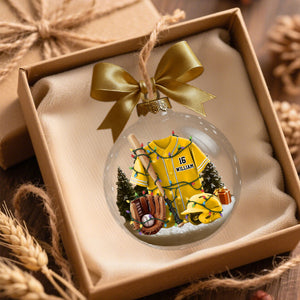 Baseball Life - Personalized Baseball Plain Shirt with Helmet & Gloves Christmas Ornament