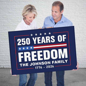 Custom Family Name 250 Years Of Freedom 1776-2026 4th Of July Personalized Canvas Poster