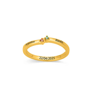 Family Birthstone Personalized 1-8 Names Engraving Ring, Mothers Ring