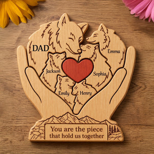 Personalized Wooden Art Puzzle β "Family First, Pack Forever" β Father's Day Gift For Dad & Grandpa