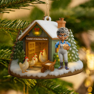 Christmas Chicken Farm - Personalized Custom Shaped Wooden Ornament