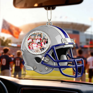 Personalized American football helmet themed photo car pendant