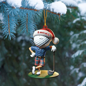 Custom Name Golf Santa Ornament, Golf Lover Christmas Gift