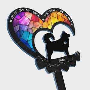Heaven Gained A Furry Angel - Memorial Personalized Custom Stain Glass Style Acrylic Garden Stake