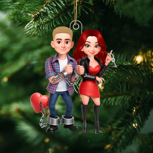 Unique Creative Gift For Couples β Personalized Funny Cartoon Couple Acrylic Ornament With Handcuffed Love Design