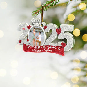 Custom Photo First Christmas As Mr. & Mrs. - Personalized Acrylic Ornament Married, Engaged Gift