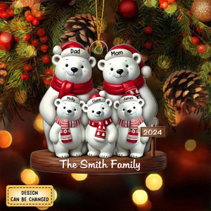 Polar Bears Christmas Family Personalized Acrylic Ornament