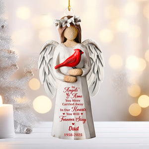 In Angels' Arms You Were Carried Away Personalized Memorial Cardinal Ornament