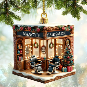 Personalized Custom Name Hair Salon Ornament, Hair Salon Christmas Decoration