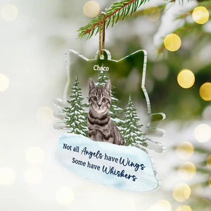 Not All Angels Have Wings Cats - Personalized Photo Christmas Memorial Acrylic Ornament