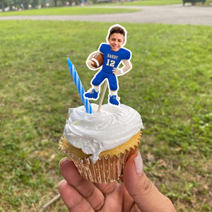 Custom Photo American Football Decoration Personalized Cupcake Toppers